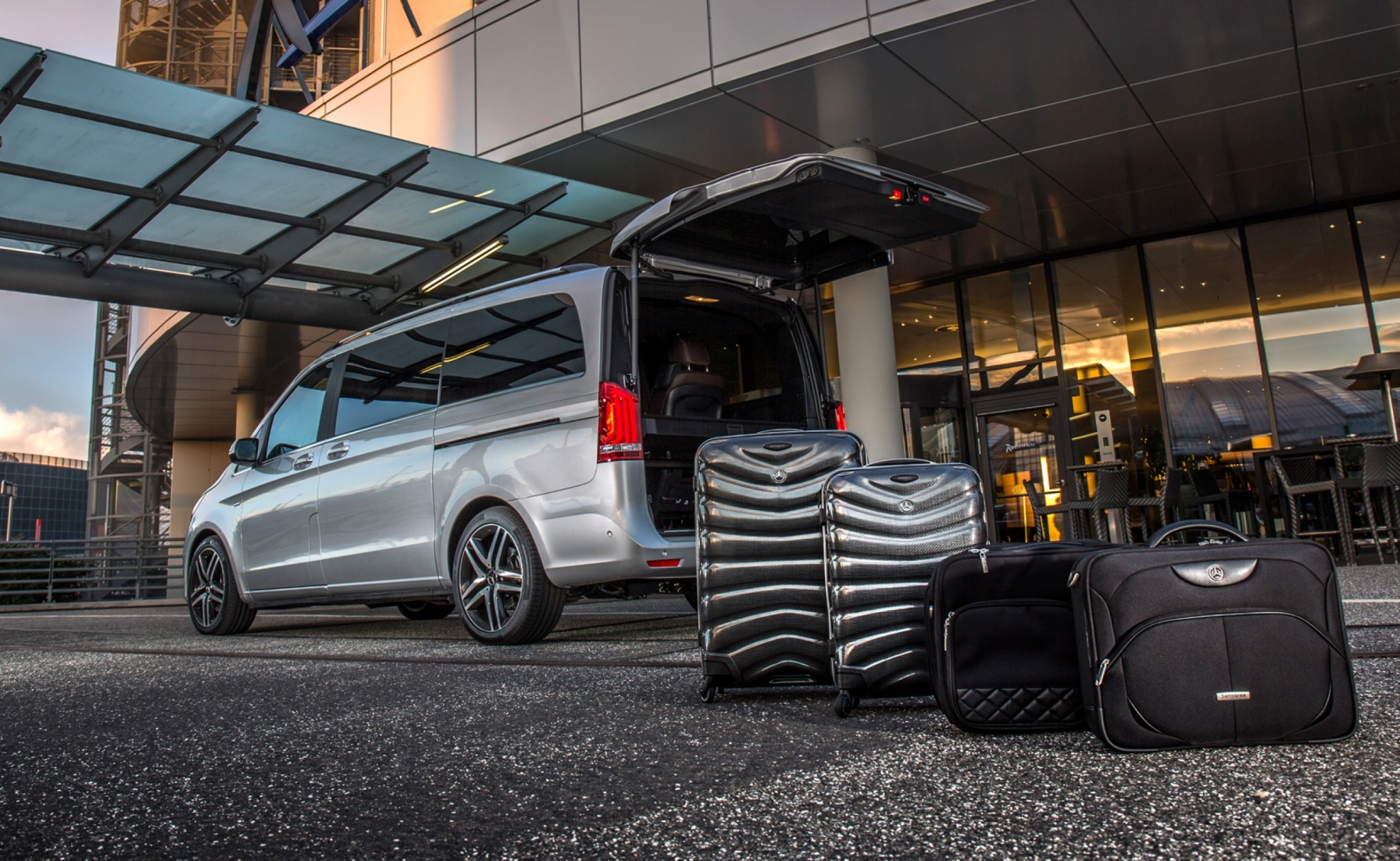 Passenger minibus with luggage ready for a journey